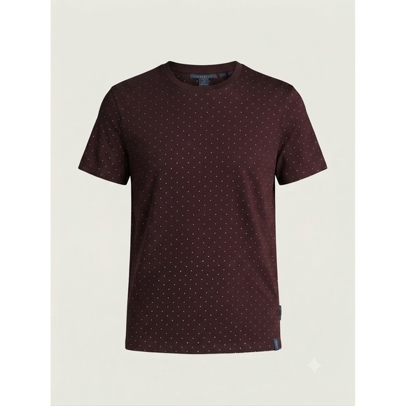 Perry Ellis Other - Perry Ellis Men's Burgundy Micro Dot Print Short Sleeve T-Shirt Tee Top Size L
